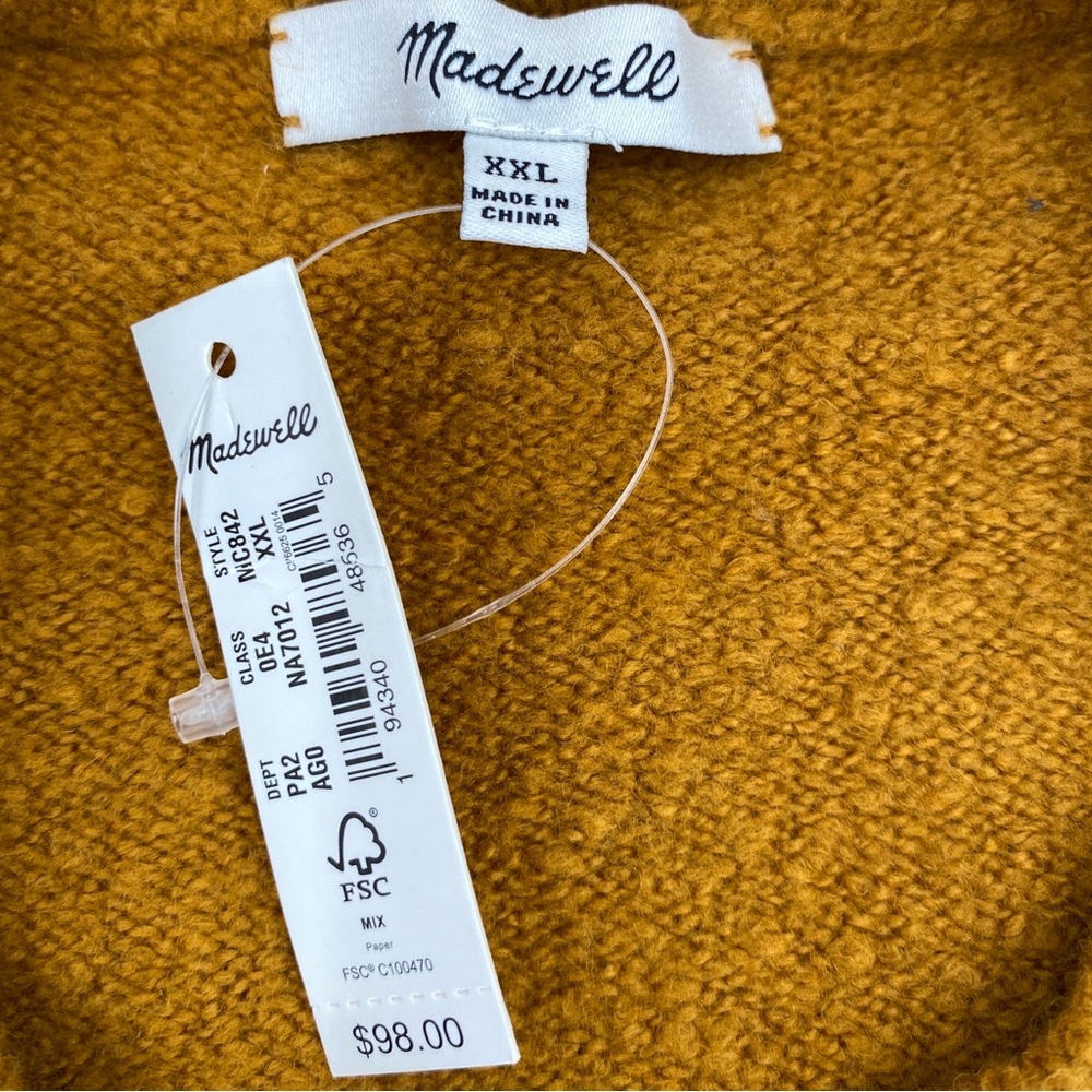 Madewell Crew Neck Mustard Pullover Fall Classic Sweater Size XXL NWT - Picture 7 of 10